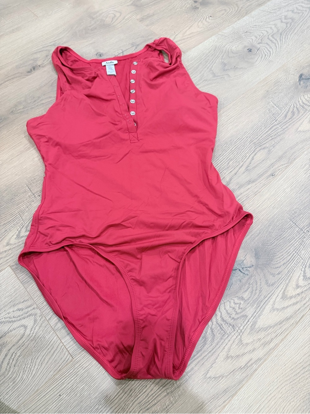 Andie Red Button-Front One-Piece Swimsuit